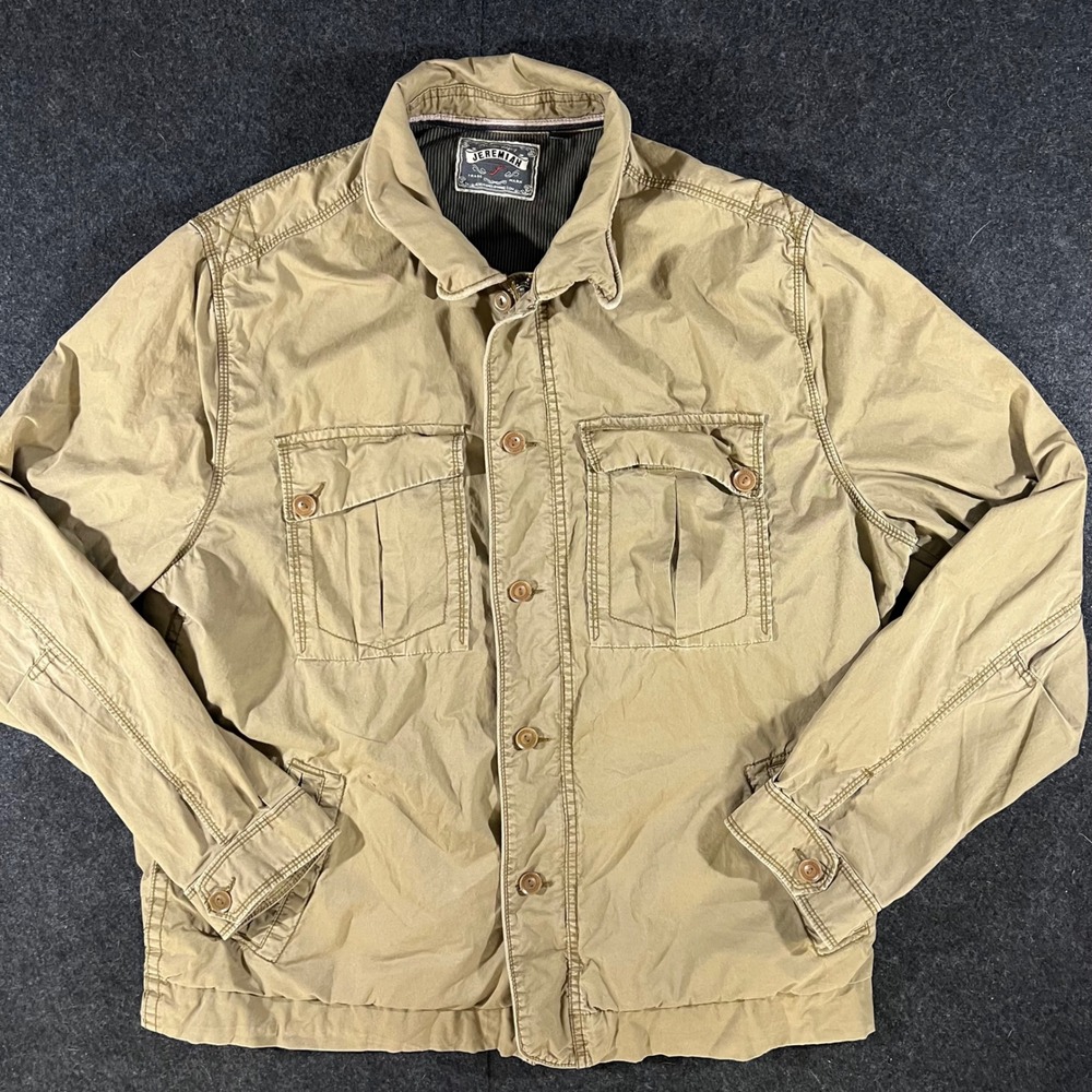Jeremiah Field Jacket Mens XL Tan Utility Workwear Rugged Military Style Coat